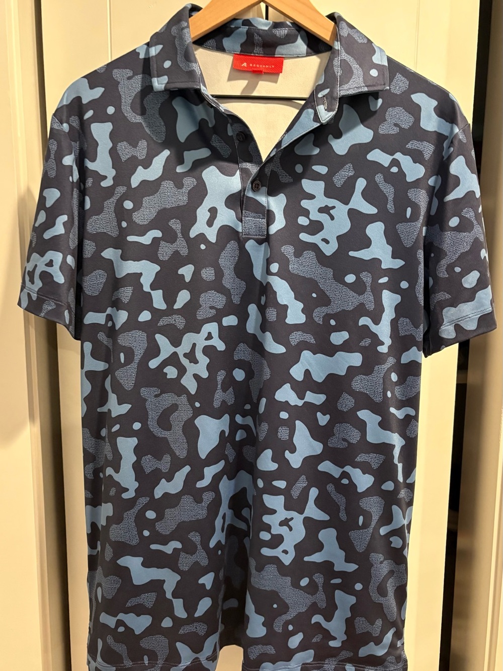 Redvanly Men’s Golf Polo M Blue Camo Performance Stretch